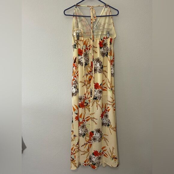 Simplee Halter Backless Boho Maxi Dress Size Large Floral Print - Picture 4 of 7